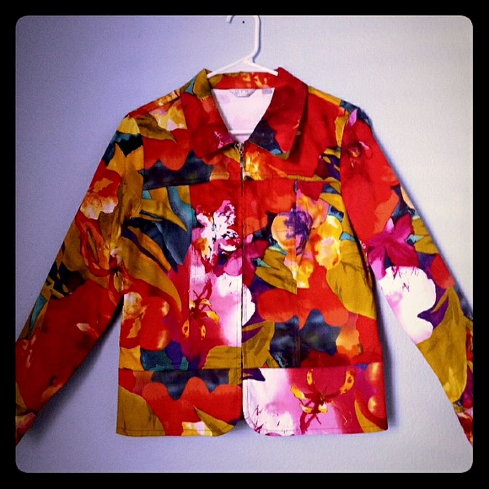 ERIN LONDON cotton drill floral jacket